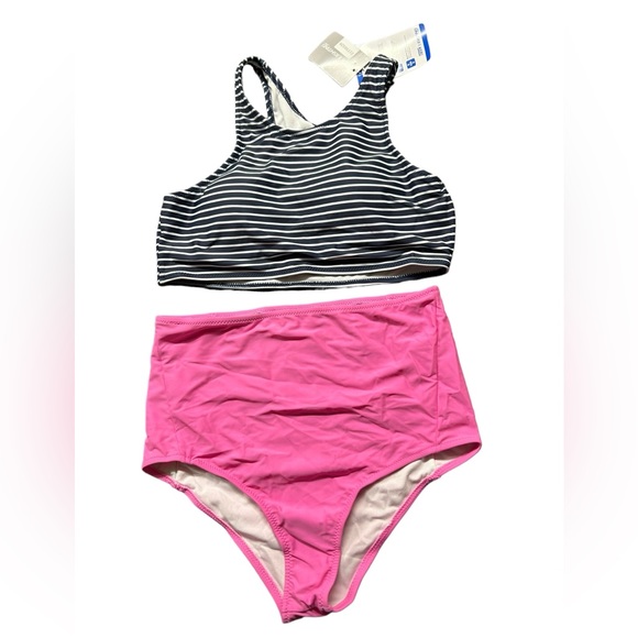GREEK LIGHTNING athletic high waist swim set w racerback swim top size L NWT - Picture 2 of 5